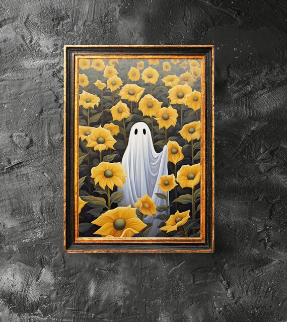 In A Sunflower Field Poster Wall Art Cute Halloween Funny Print