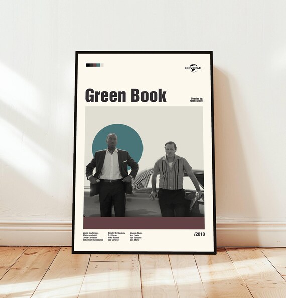 Green Book 2018 Minimalist Movie Art with Full Cast Names Poster