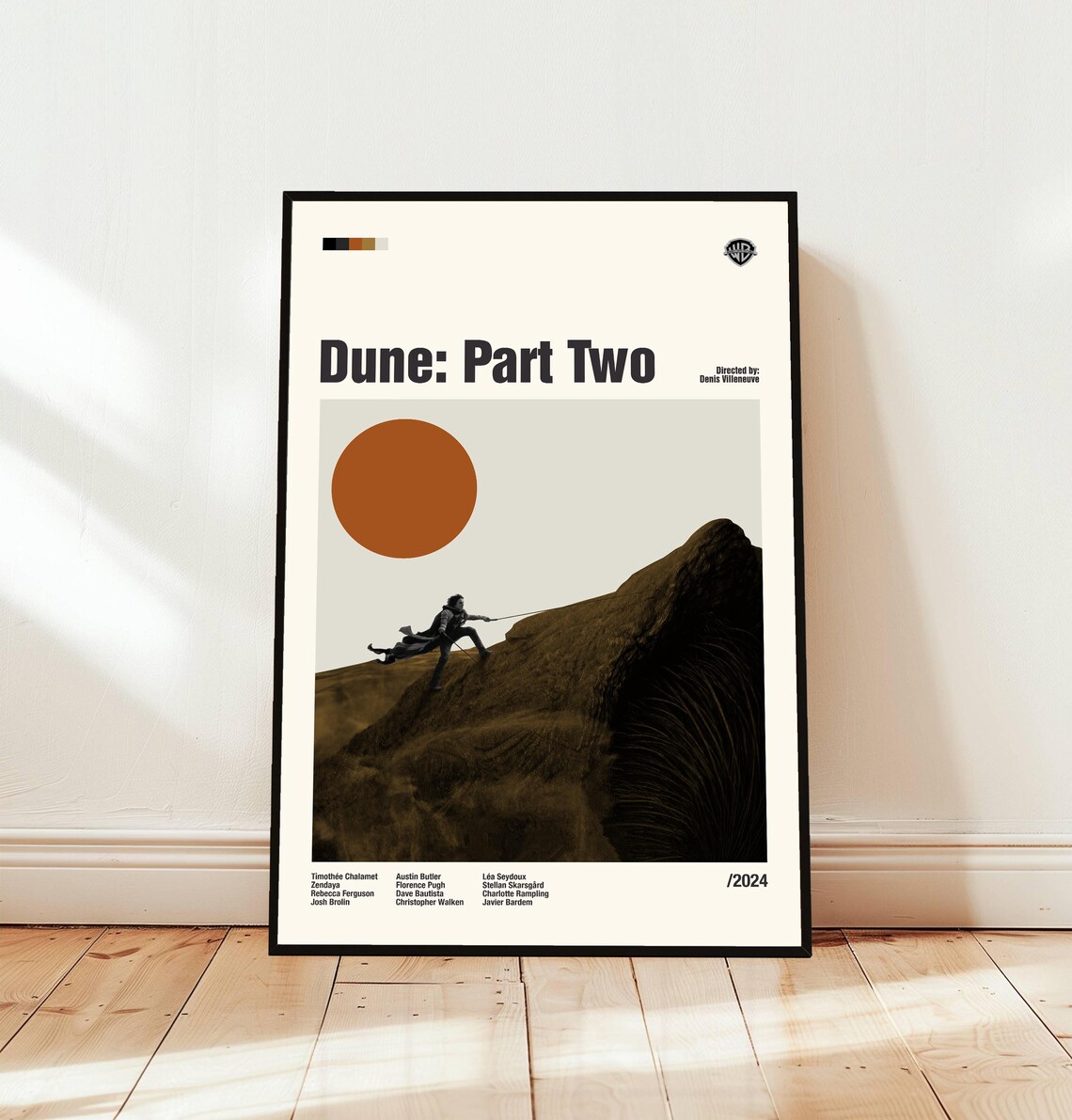 Dune Part Two 2024 Minimalist Movie Poster Desert Warrior Sandworm Scene