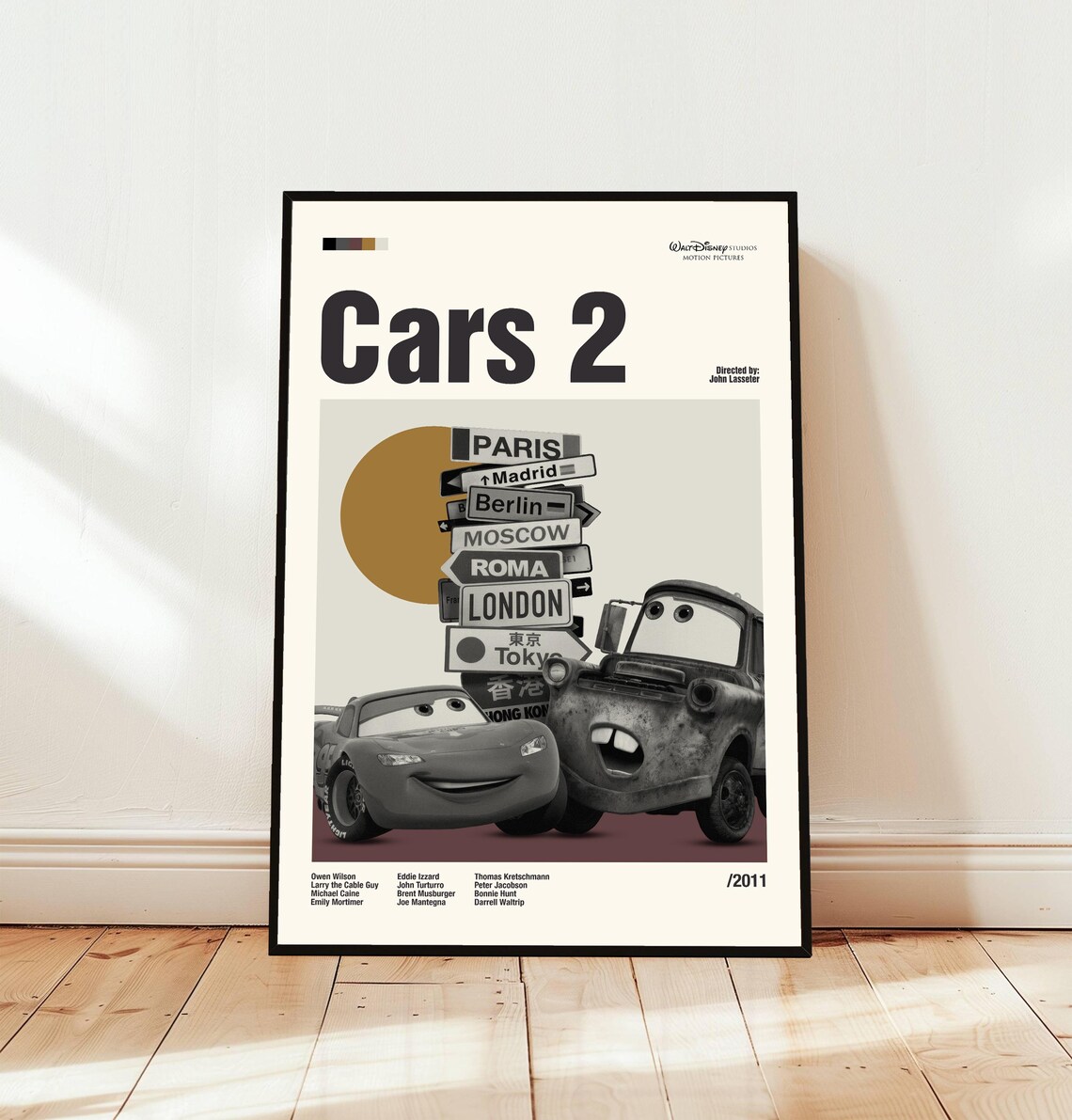 Cars 2 Lightning McQueen Mater World Tour Minimalist Movie Poster