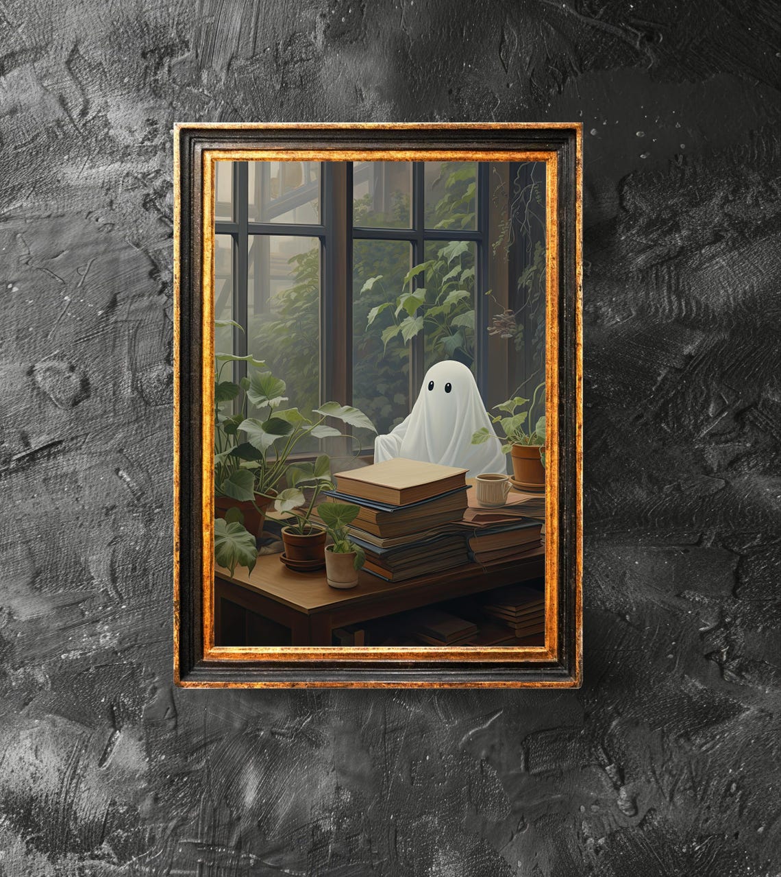 In A Library Poster Spooky Book Decor Lover Gift Vintage Halloween