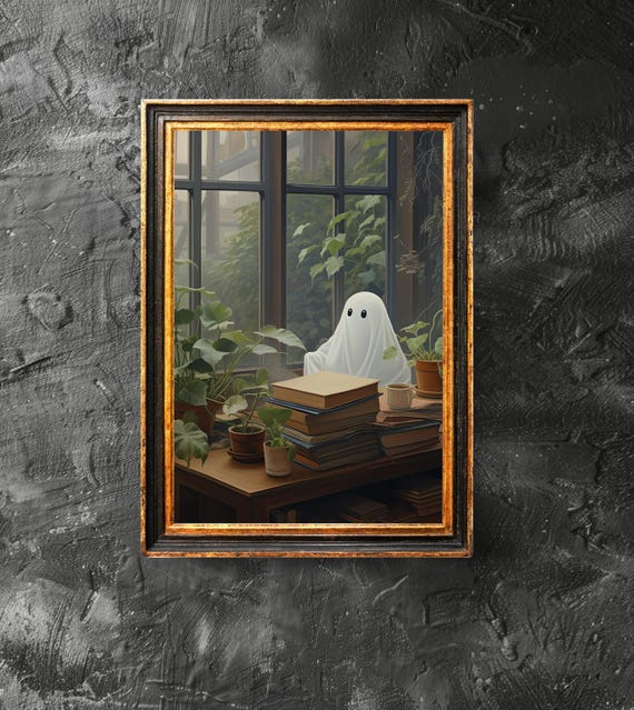 In A Library Poster Spooky Book Decor Lover Gift Vintage Halloween