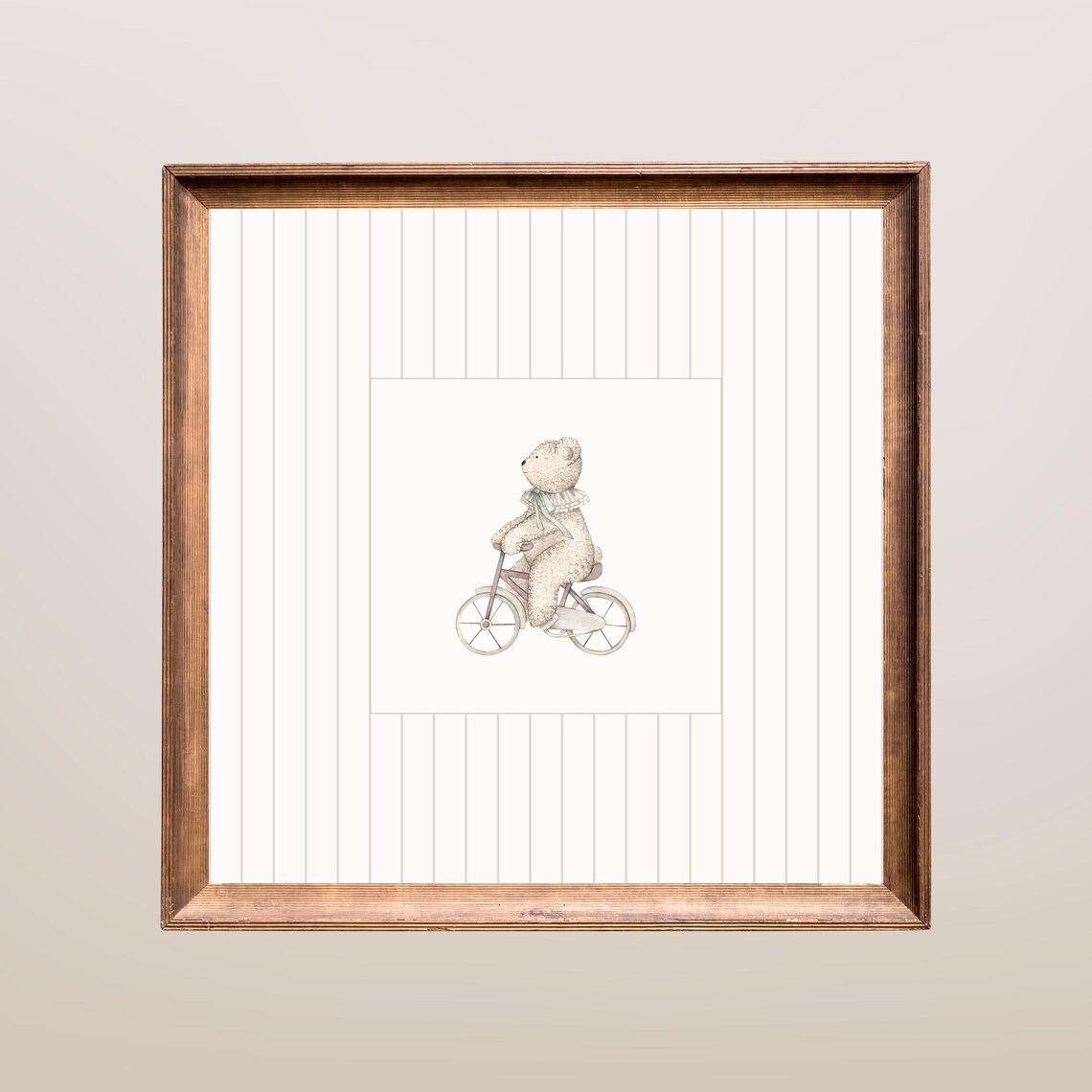 Teddy Bear Riding A Tricycle Nursery Watercolor Baby Room Print