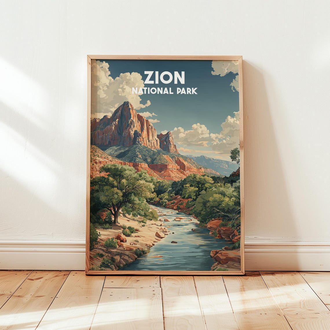 Vintage Zion National Park Poster Print Retro Travel Wall Art Of Usa Landscape Home Decor Gift For Hikers United States