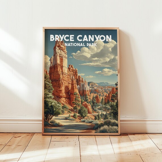 Bryce Canyon National Park Vintage Red Rock Hoodoos Travel Poster