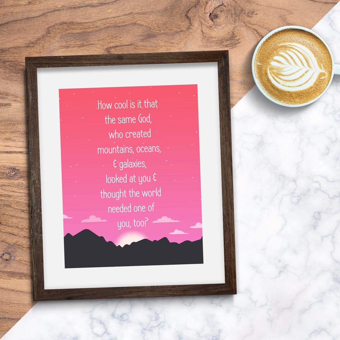 Same God Who Created Mountains Oceans And Galaxies Pink Quote Wall Art - Image 3