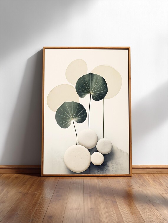 Zen Pebbles Art Print Japandi Minimal Nature