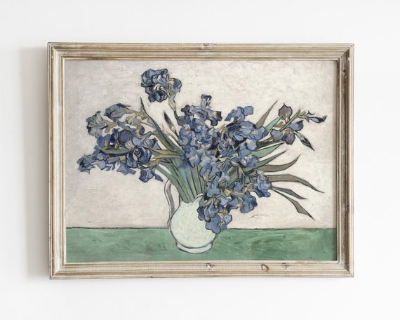 Vintage Iris Painting, Van Gogh Floral Art Print