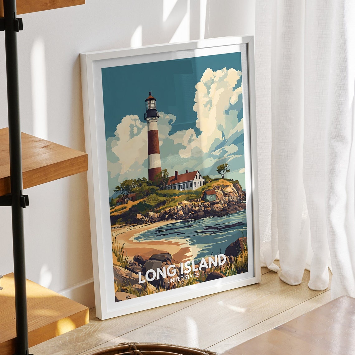 Long Island Print United States Long Island Poster United States Travel Poster Natural Island Wall Art Seaside Art Decor