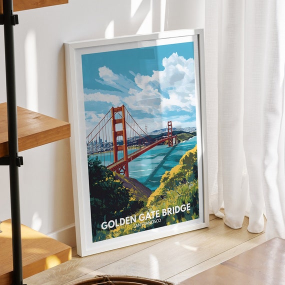 Golden Gate Bridge Art Print San Francisco Golden Gate Bridge Poster San Francisco Art Poster San Francisco Wall Art Decor