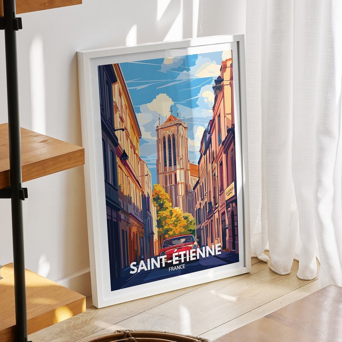 Saint Tienne Travel Print France Saint Tienne Travel Poster France Travel Poster France Cityscape Wall Art Unique City Art Decor