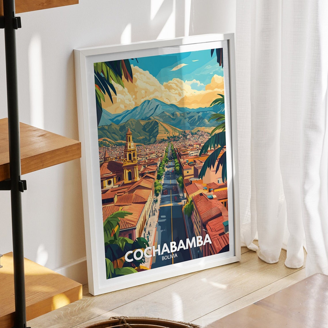 Cochabamba Travel Print Bolivia Cochabamba Travel Poster Bolivia Travel Poster Bolivia Cityscape Wall Art Unique City Art Decor