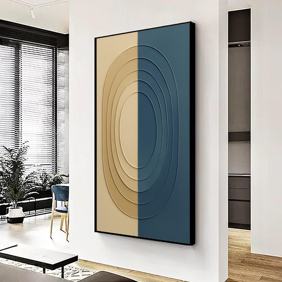Oval Abstract Painting, Minimalist Modern Decor - Image 3