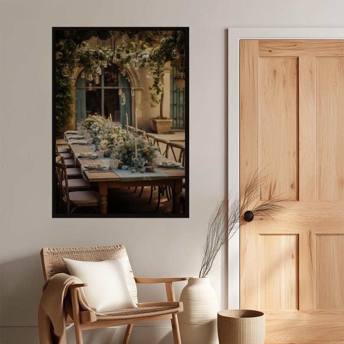 Romantic Outdoor Garden Party Dining Table With Floral Poster