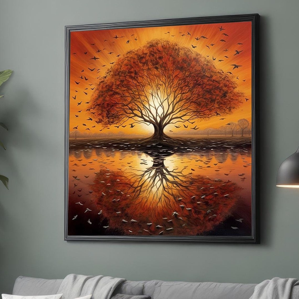 Tree And Birds Abstract Tree Painting