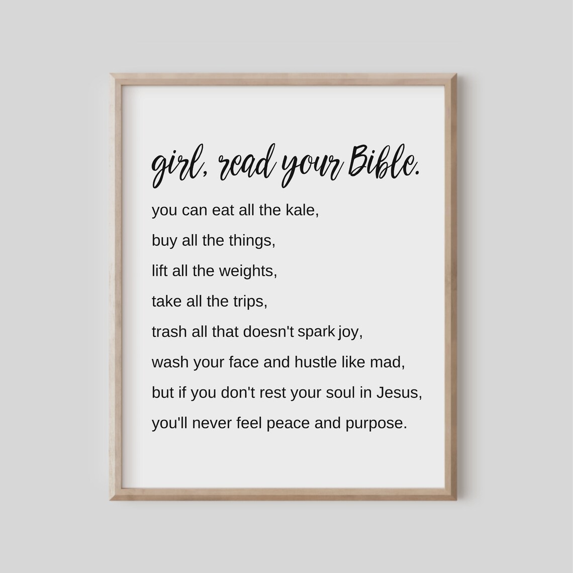 Girl Read Your Bible Minimalist Christian Women Faith Typography Poster