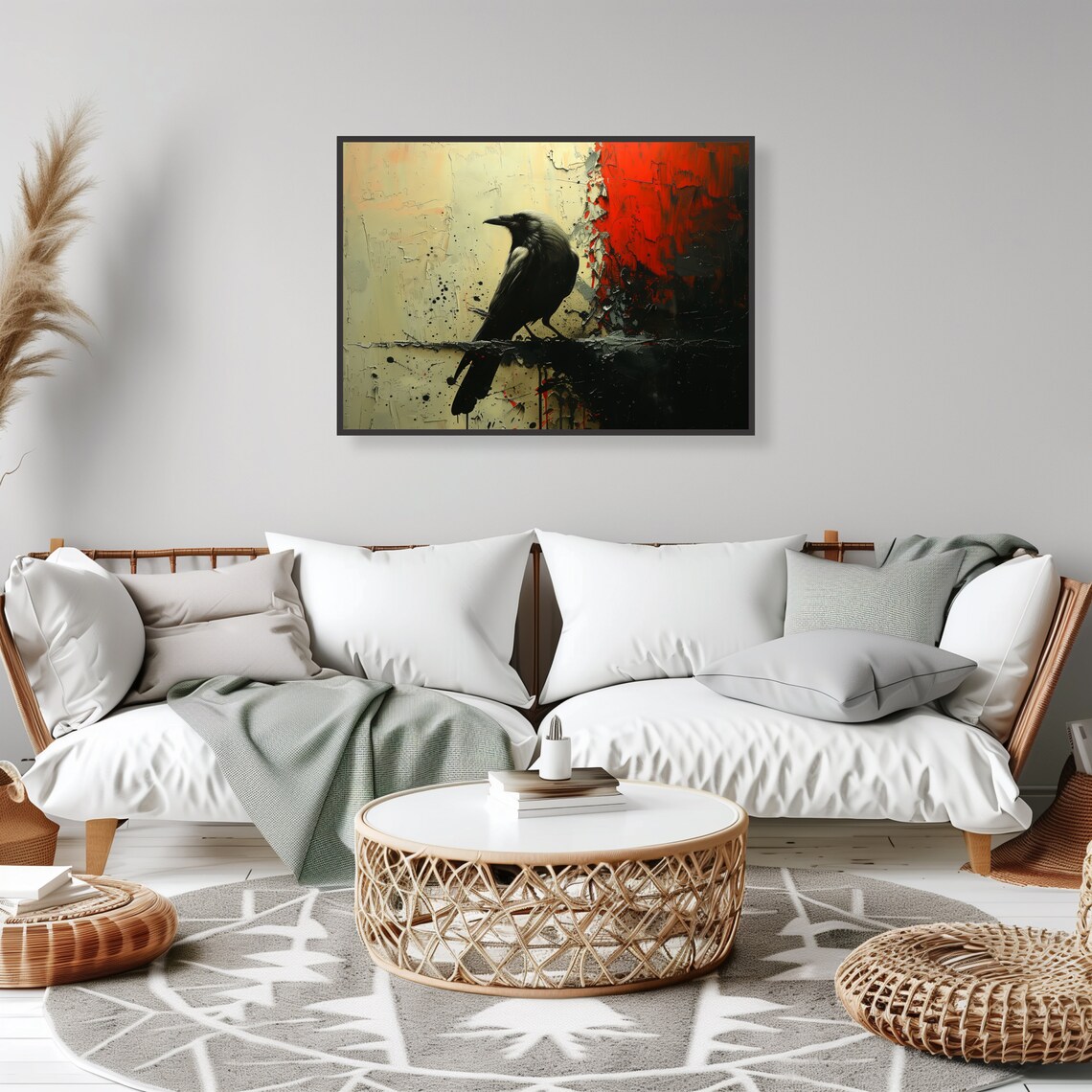 Abstract Crow Modern Bird Artwork, Dramatic Decor - Image 2