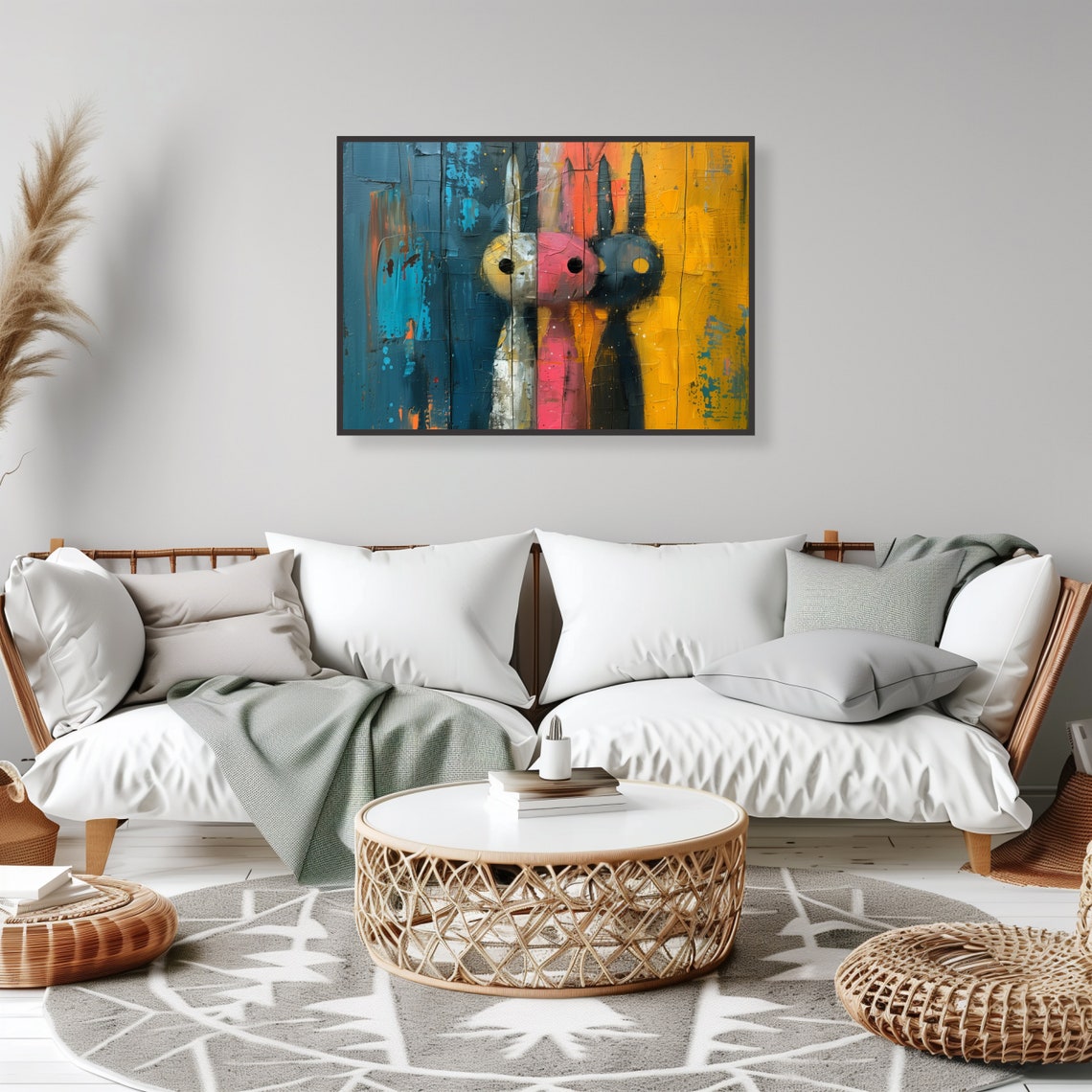 Three Whimsical Bunnies Cute Colorful Quirky Nursery Decor Art Poster - Image 2