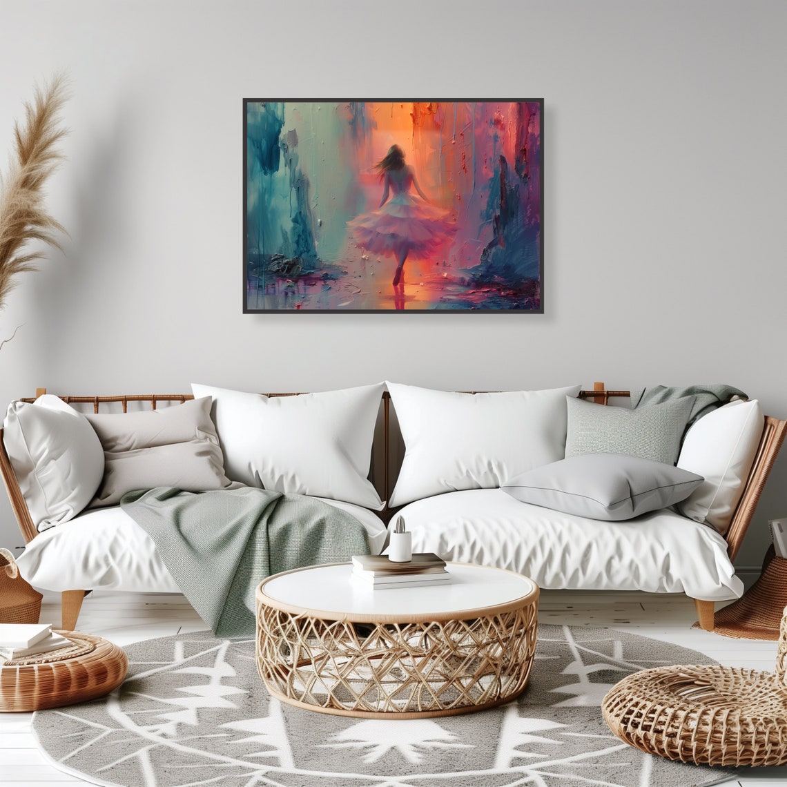 Ballerina Pink Tutu Pastel Dance Abstract Graceful Art Poster - Image 2
