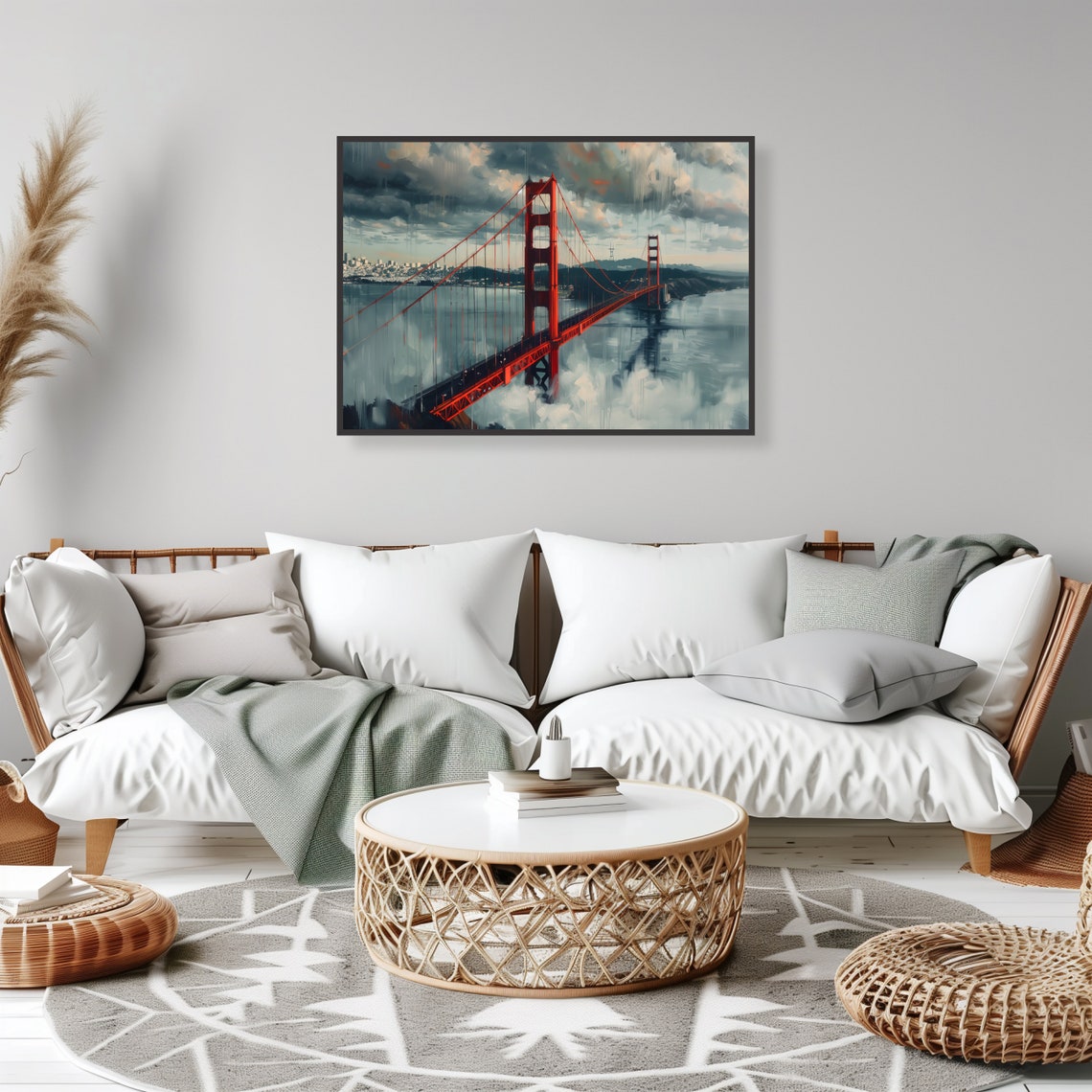 Golden Gate Bridge Fog Moody Dramatic San Francisco Art Poster - Image 2
