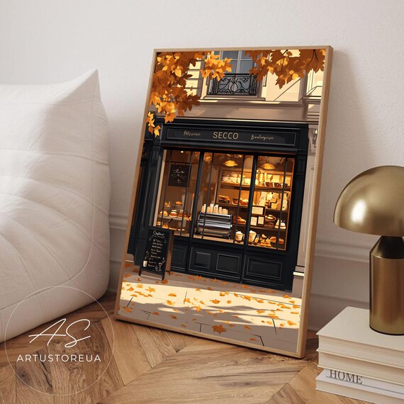 Secco Parisian Patisserie Boulangerie Storefront Autumn Scene Poster