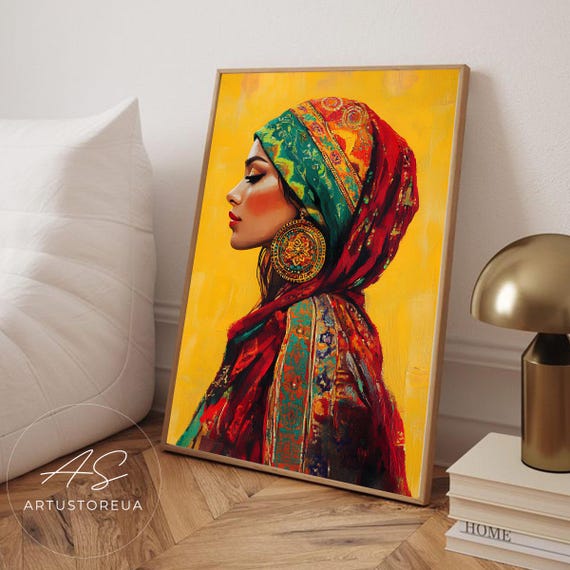 Moroccan Woman Portrait Traditional African Poster Arab Print Yerber Culture