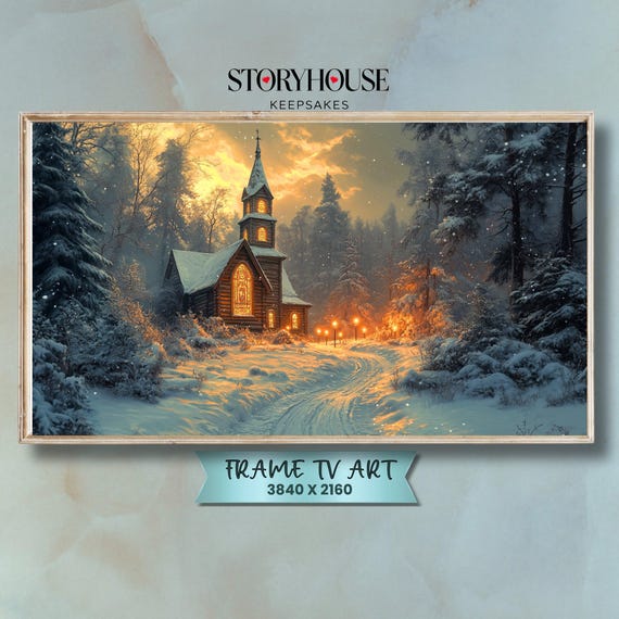 Samsung Tv The Frame Art For Christmas Winter Tvframe Impressionist Holiday Chapel