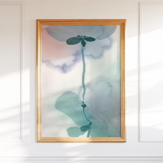 Zen Wall Art Minimalist Botanical Print Ink Flower Poster Watercolor Plant Artwork For Meditative Natureinspired Decor