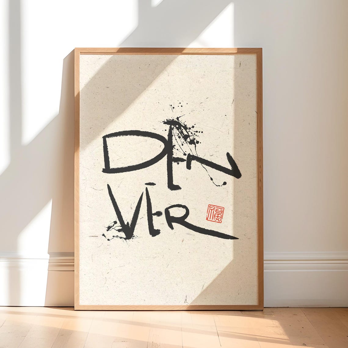 Denver Ink Calligraphy Typography Minimalist City Name Art Poster