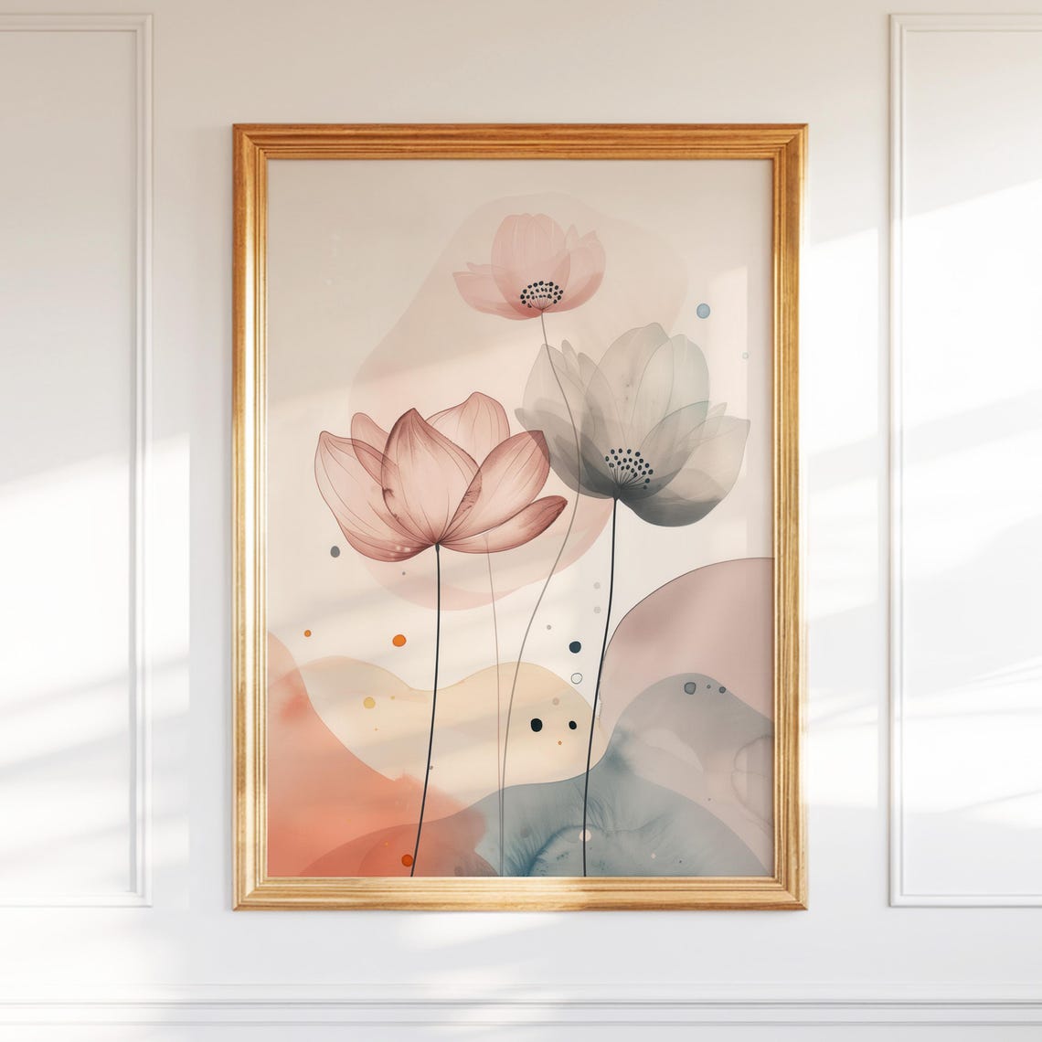 Soft Dreamy Pastel Floral Abstract Botanical Zen Flower Wall Art