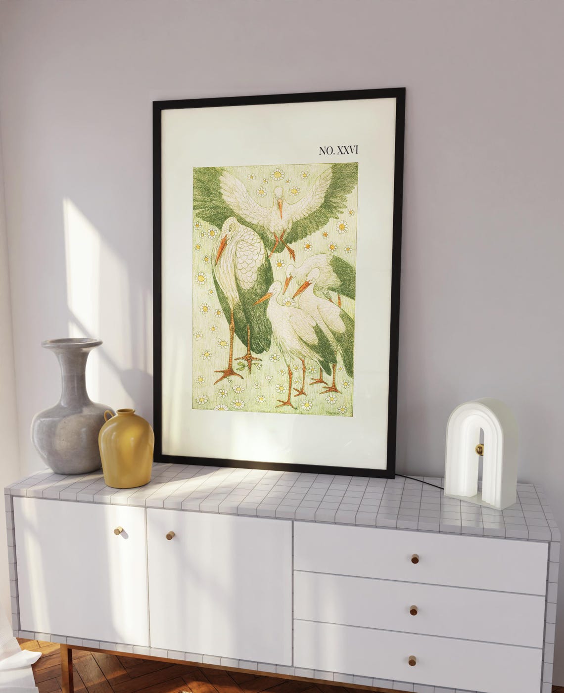 Vintage Storks No XXVI Botanical Bird Illustration Wall Poster - Image 2