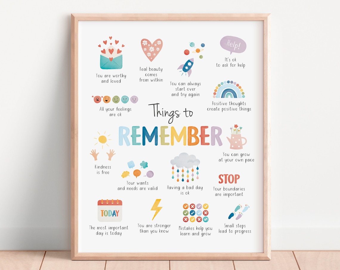 Things To Remember Positive Affirmations Art Print
