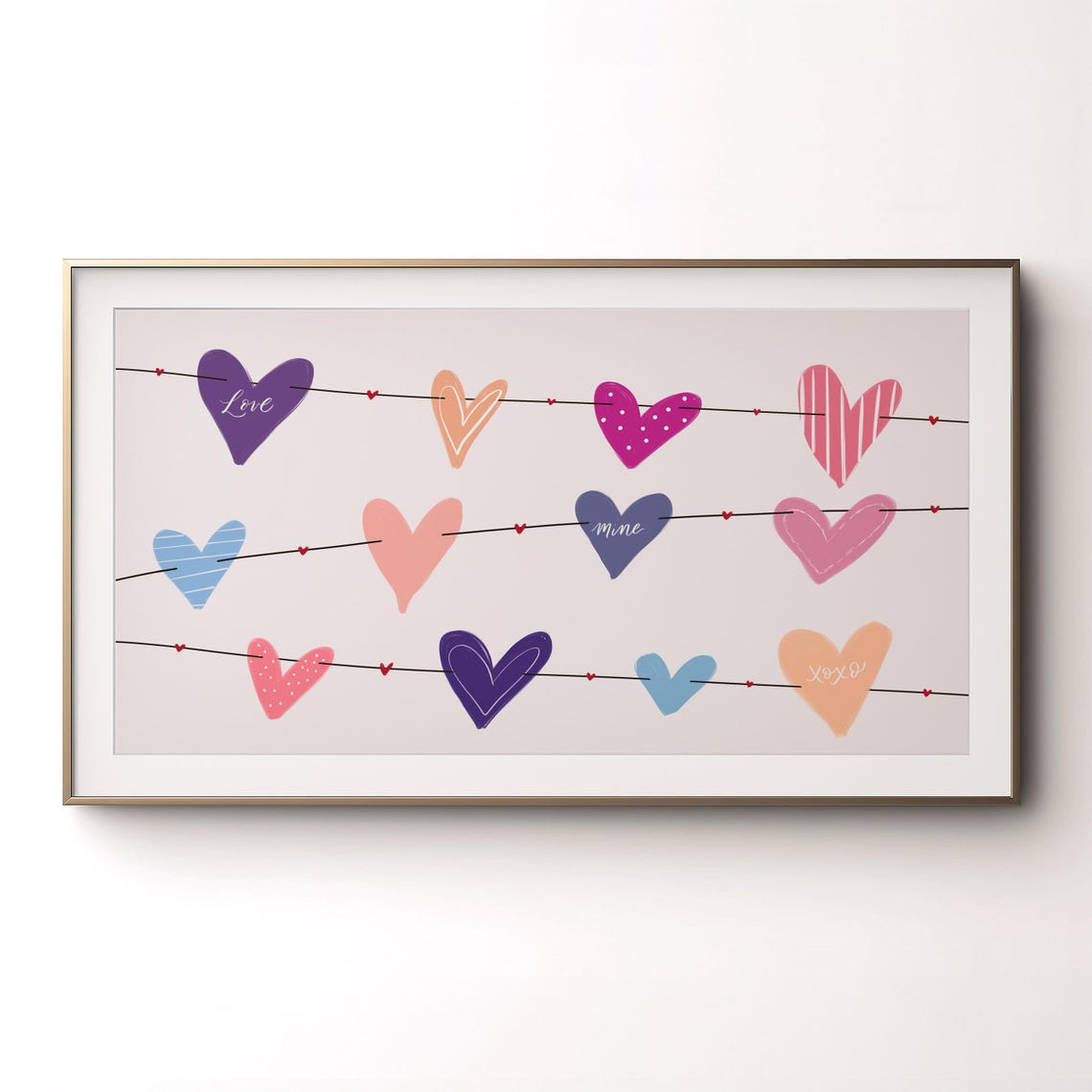 Heart Garland Colorful Hearts String Valentine Love Art Poster - Image 3