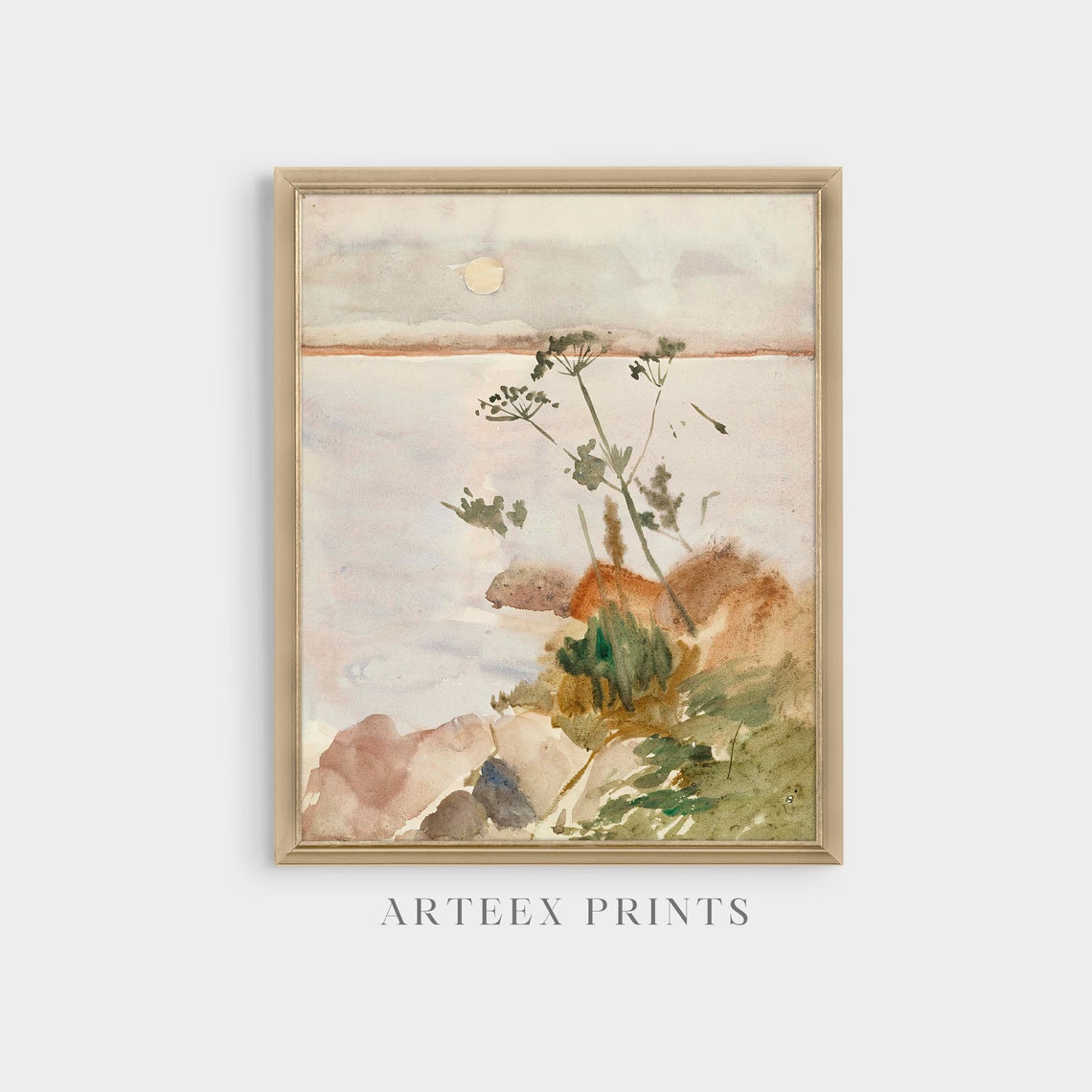 Moonlit Rocky Seashore With Wild Plants Vintage Coastal Poster - Image 5