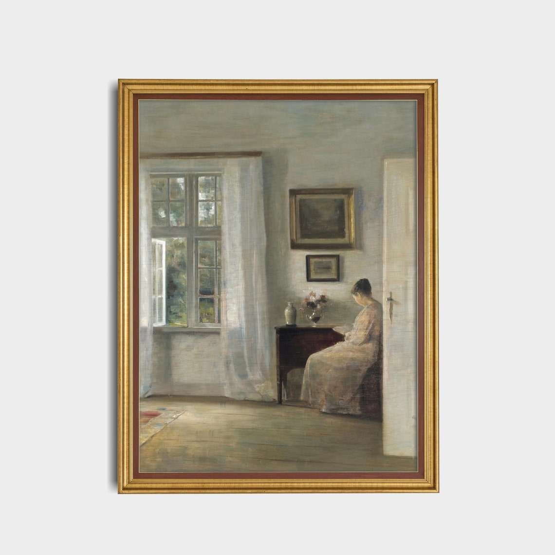 Woman Reading by a Tall Window in a Quiet Sunlit Room Poster - Image 5
