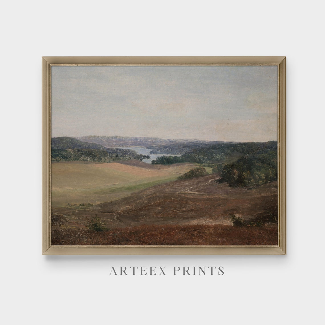 Rolling Valley with Distant Lake Panoramic Vintage Landscape Poster - Image 4