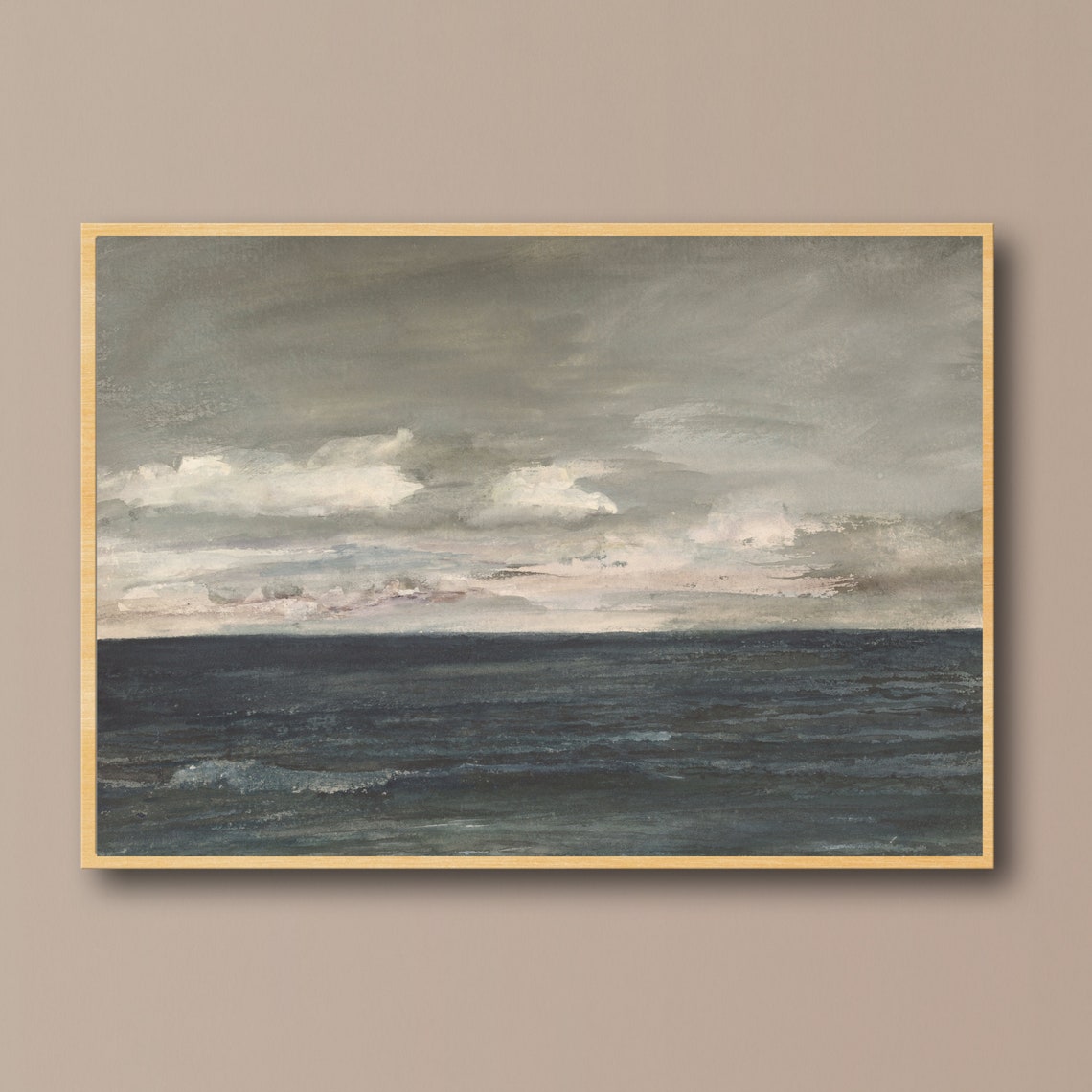 Overcast Ocean Under Grey Clouds Moody Vintage Seascape Poster - Image 4
