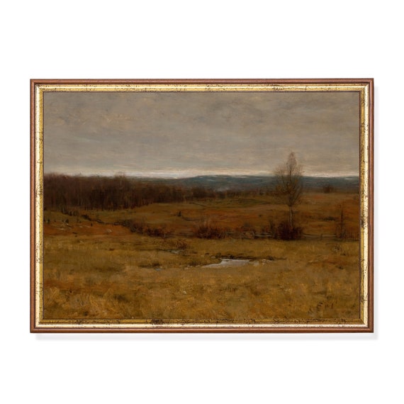 Printed And Shipped Vintage Autumn Painting Antique Fall Landscape Rustic Moody Print Country Scenery Fine Art Physical Prints