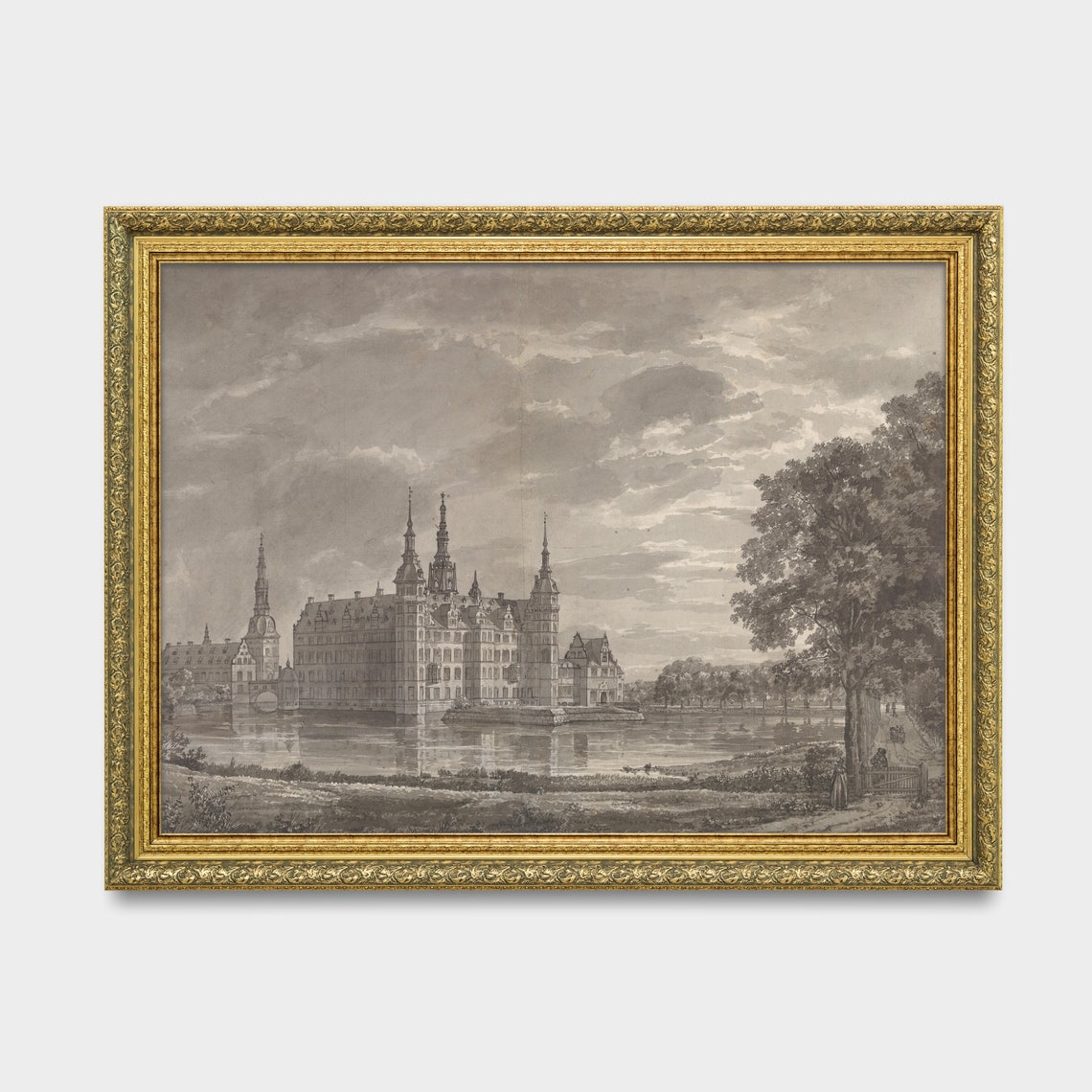 Vintage Sketch Drawing Antique Architecture Rustic Fine Print Neutral Artwork Wall Art Farmhouse Decor - Image 2
