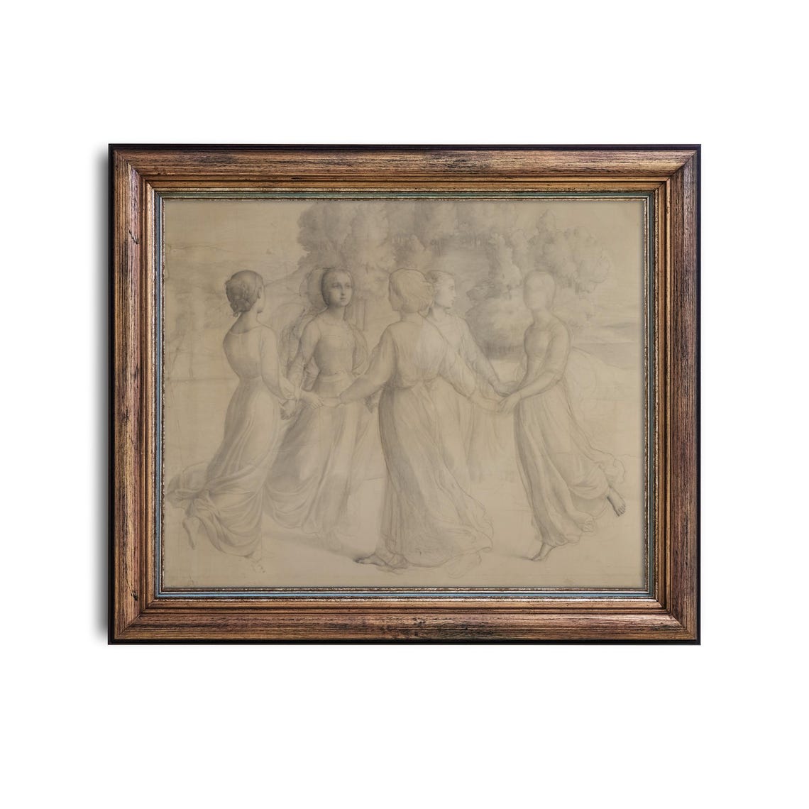 The Round Dance Antique Sketch of Women Dancing in a Circle Poster - Image 2