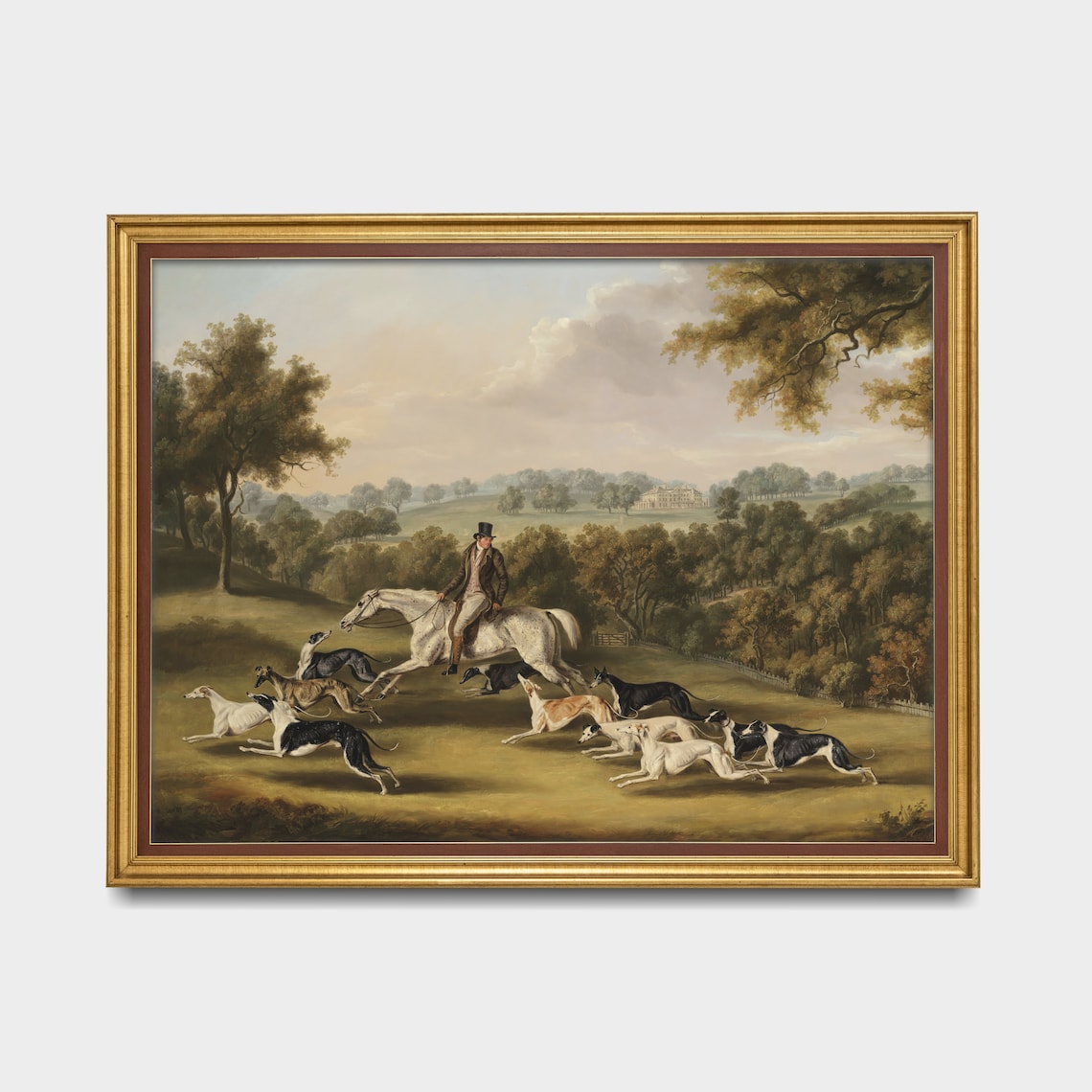 Vintage Horse and Greyhounds Art Print, Equestrian - Image 3