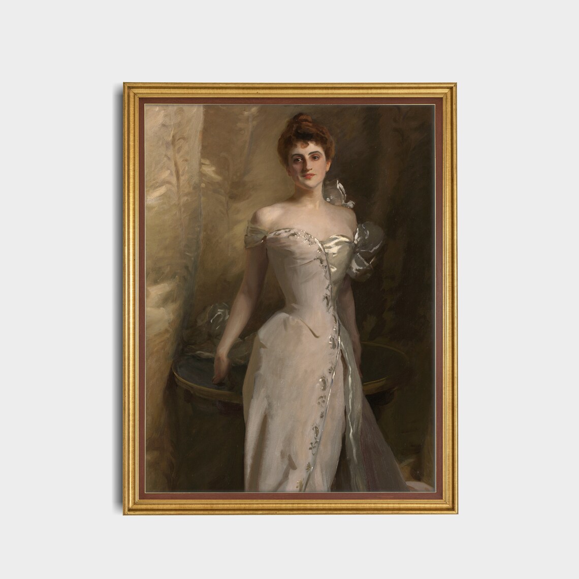 Standing Woman in an Off Shoulder Ivory Gown Classic Portrait Poster - Image 5