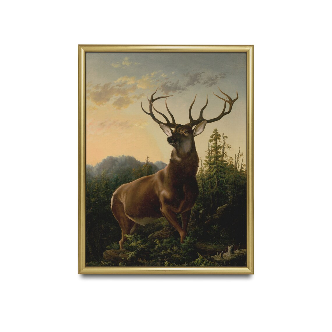 Vintage Deer Painting, Rustic Farmhouse Art Print - Image 2