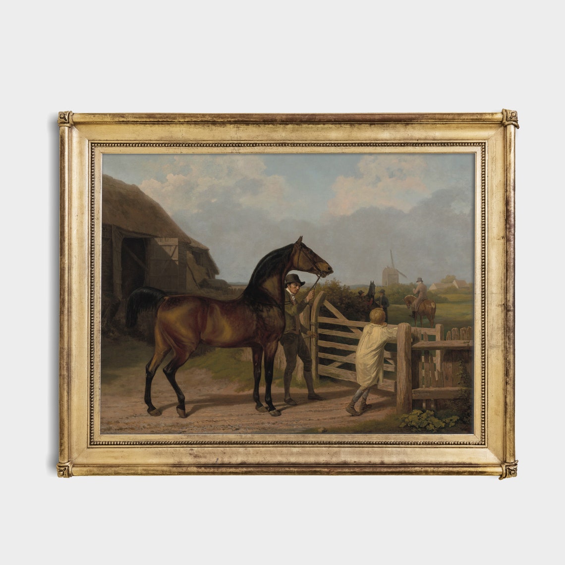 Groom Leading a Bay Horse Past the Gate Near the Windmill Poster - Image 2