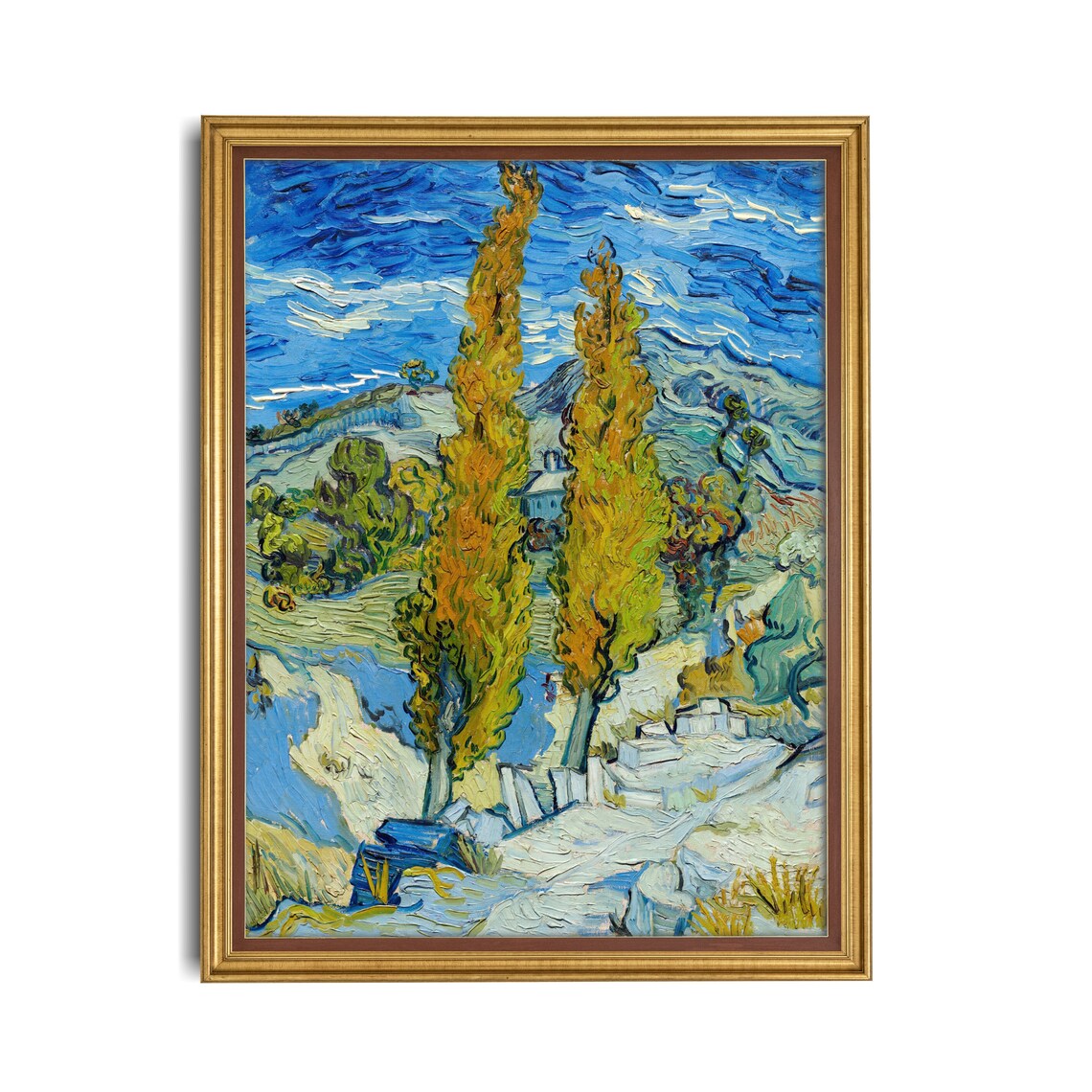 Van Gogh Two Poplars on a Hillside Autumn Landscape Classic Poster - Image 3