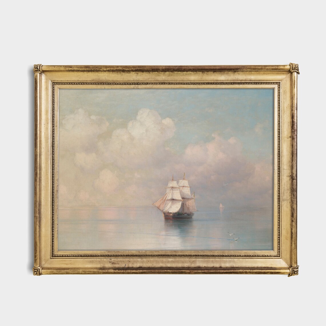 Vintage Antique Seascape, Ocean Ship Art Print - Image 2