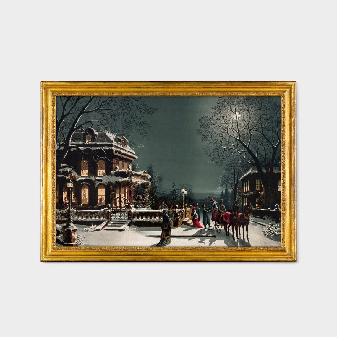 Christmas Eve Celebrations Vintage Wall Art Print - Image 2