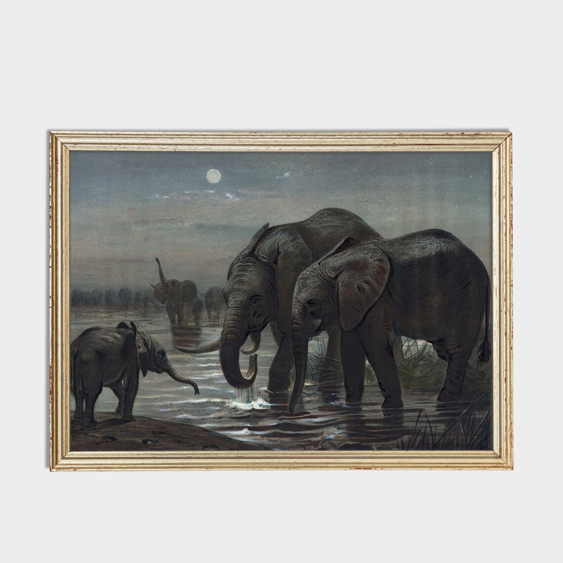 Vintage Elephant Painting, Rustic Farmhouse Art Print - Image 2
