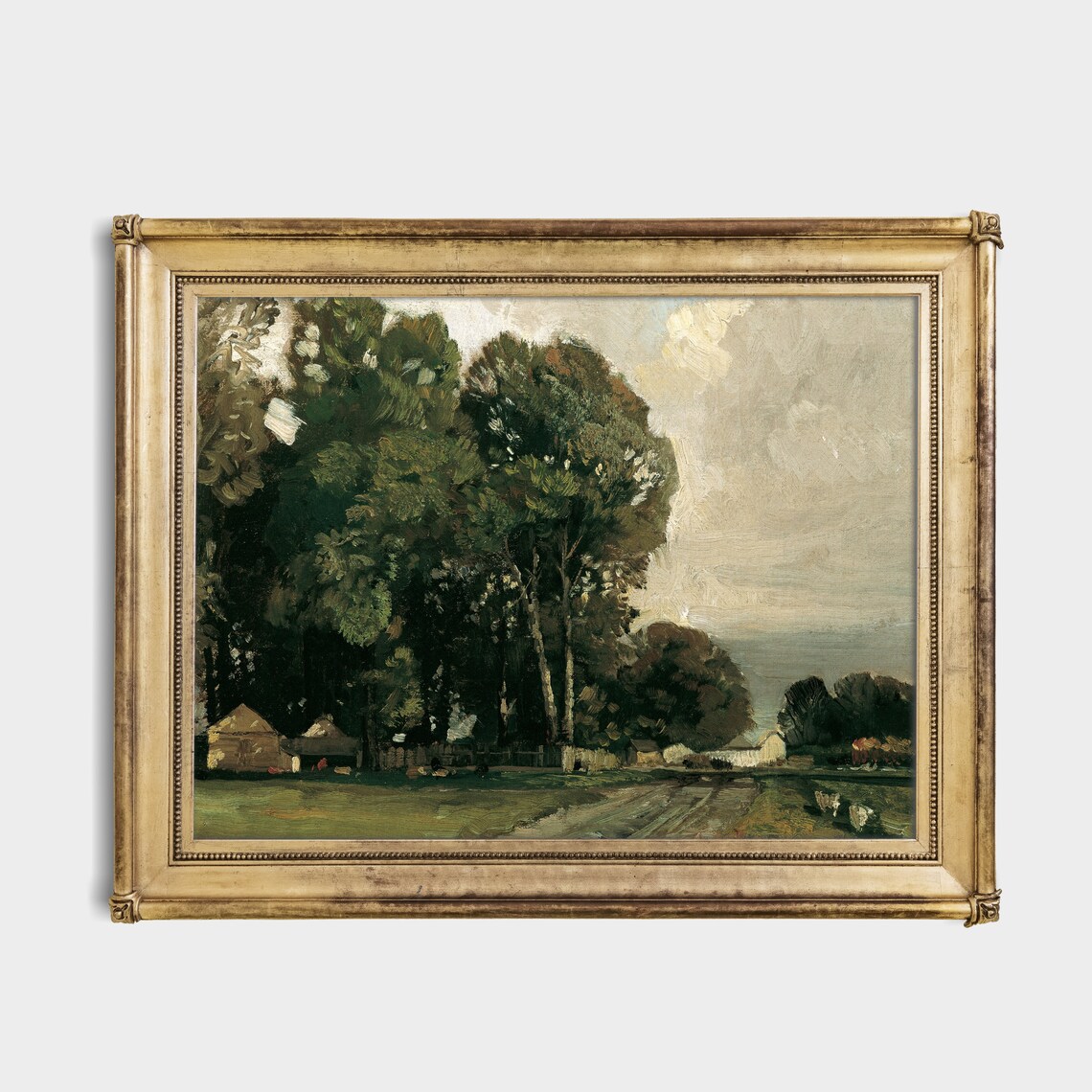 Tall Trees Country Road Farm Cottages Vintage Countryside Oil Poster - Image 3
