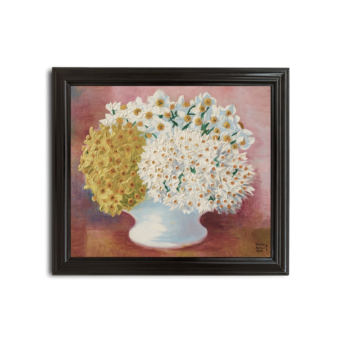 Kisling Daffodils Bouquet in a White Vase 1948 Still Life Poster - Image 2